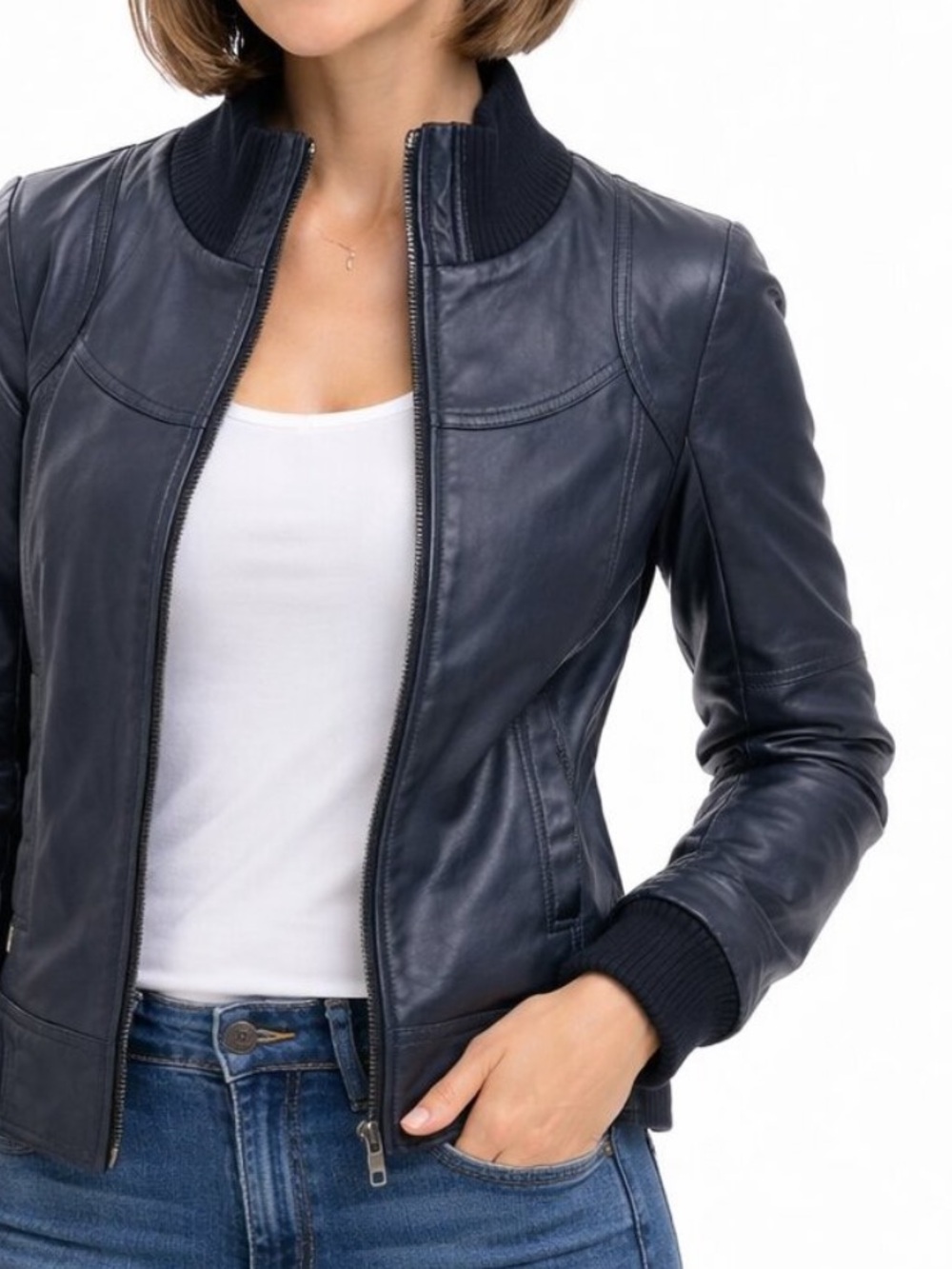 Soia & Kyo Black Lambskin Leather Bomber Moto Jacket SASKIA-L  Paula Contour
